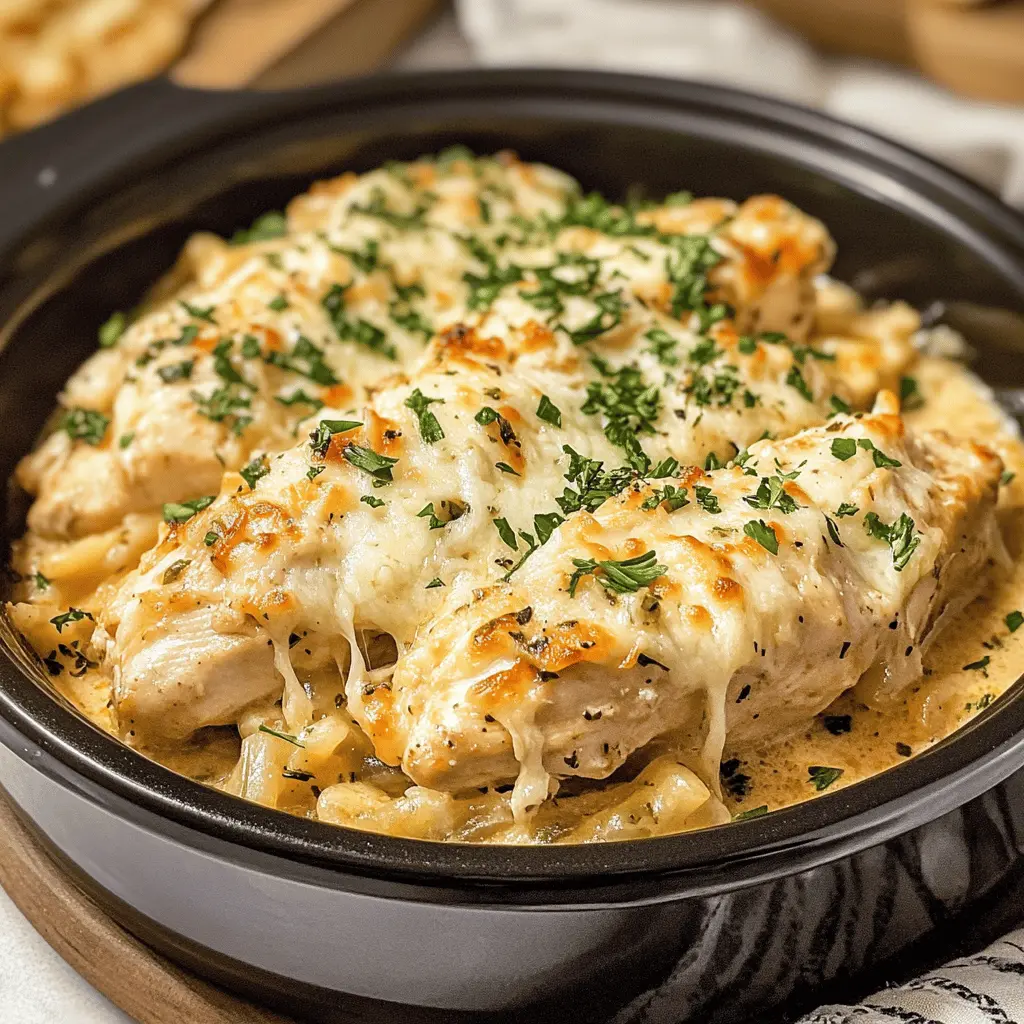 This 4 Ingredient Crockpot Garlic Parm Chicken is the easy weeknight dinner you've been waiting for! Juicy chicken slow-cooked with garlic and Parmesan creates a deliciously creamy dish. Perfect for busy evenings or family gatherings, serve it over pasta or rice for a comforting meal. Don’t forget to save this recipe for your next dinner idea!