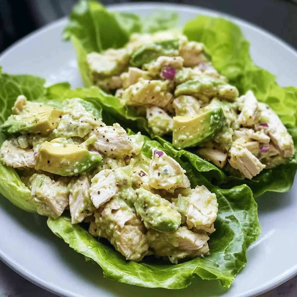 Try these Avocado Chicken Salad Lettuce Wraps for a fresh and healthy meal! Packed with tender chicken, creamy avocado, and zesty flavors, these wraps are perfect for lunch or a light dinner. Quick to prepare and so refreshing, they're also low-carb and tasty. Save this recipe for your next gathering or busy week ahead!