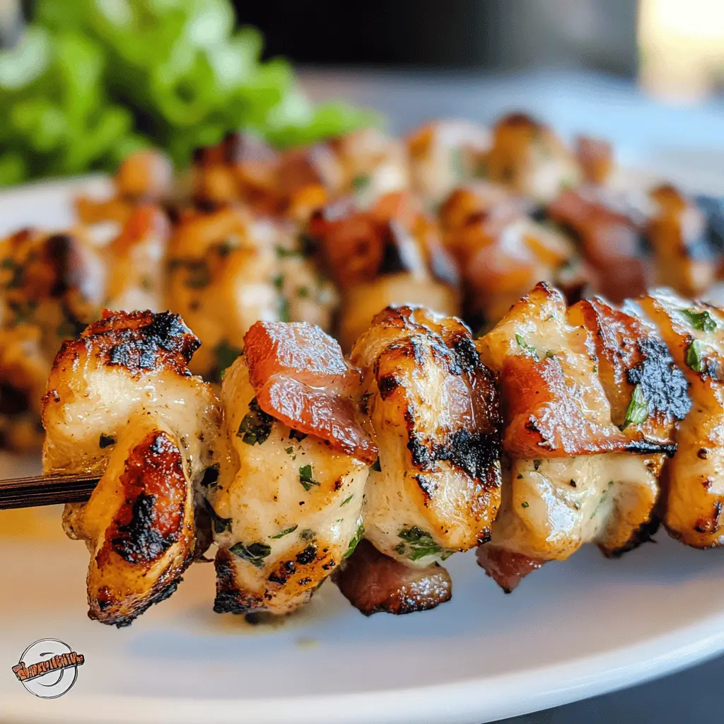 Fire up the grill for these Chicken Bacon Ranch Kabobs! Juicy chicken, crispy bacon, and a zesty ranch flavor combine for the perfect bite. Ideal for summer BBQs, family gatherings, or a cozy dinner, these kabobs are sure to satisfy everyone's taste buds. Save this recipe for your next cookout!