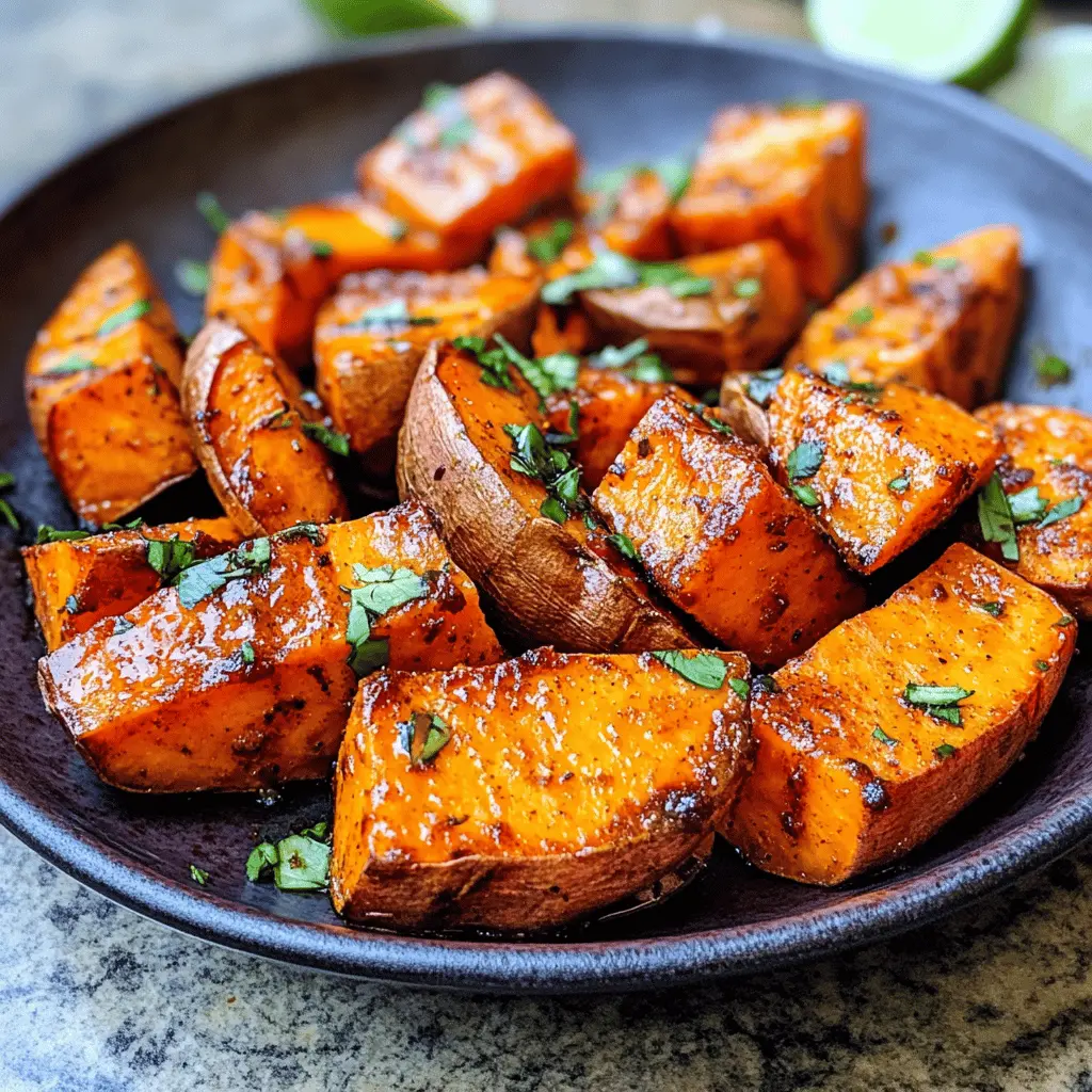 Get ready for a flavor boost with these Chili + Honey Roasted Sweet Potatoes! The perfect combination of sweet and spicy, drizzled with zesty lime juice. This vibrant dish is not just tasty but incredibly easy to make! Perfect for a weeknight dinner or a festive gathering. Save this recipe to wow your guests at your next meal!