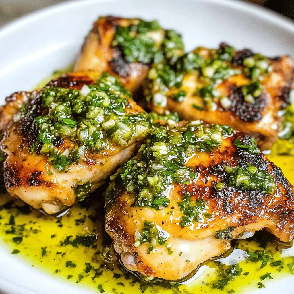 Juicy chicken thighs grilled to perfection, slathered in a vibrant chimichurri sauce! This easy recipe combines fresh herbs, garlic, and a hint of spice that will make your taste buds dance. Perfect for summer barbecues or a cozy weeknight dinner. Save this pin for a flavorful twist on a classic dish!