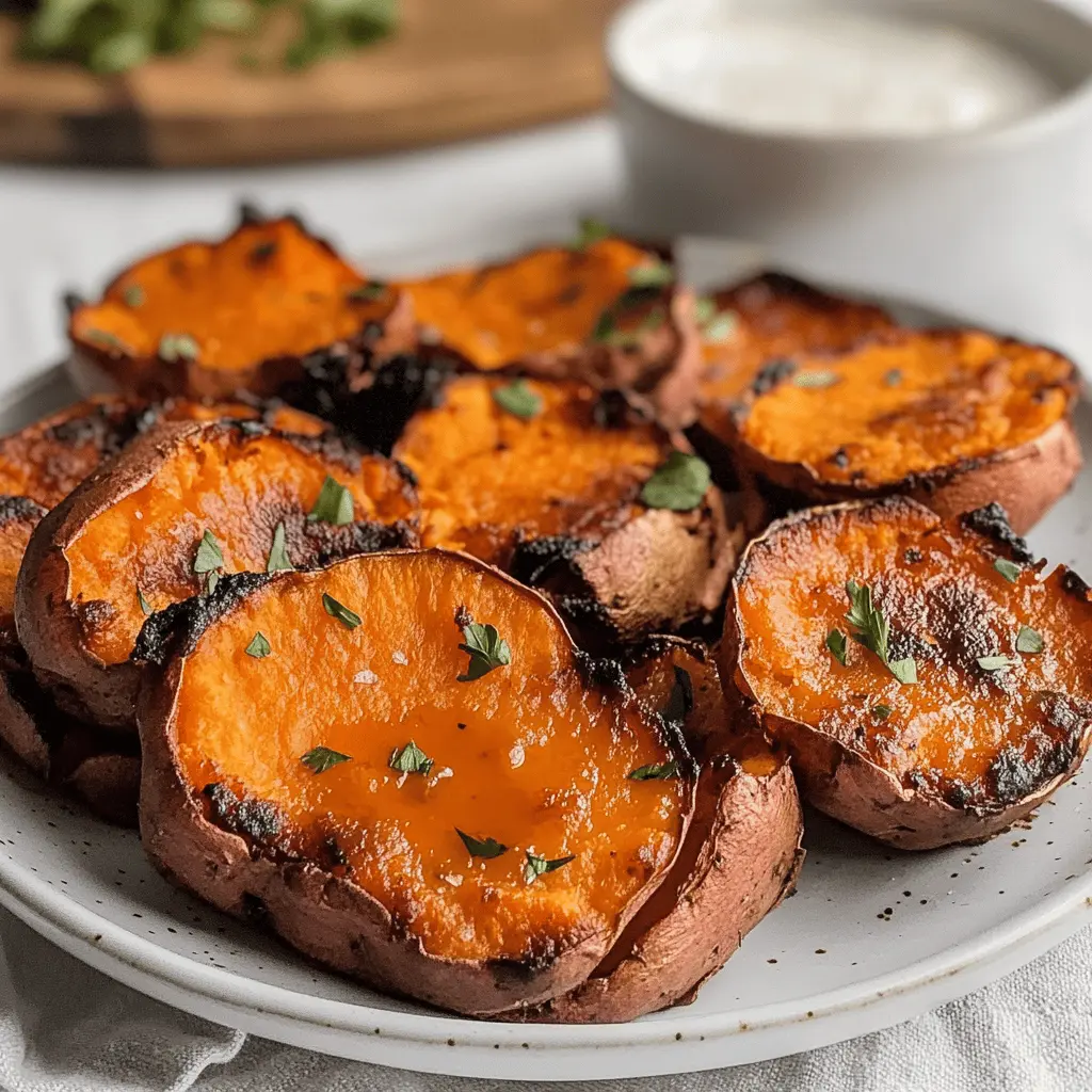 Crispy on the outside and fluffy on the inside, these Smashed Sweet Potatoes are the perfect side dish for any meal! With just a sprinkle of salt and your favorite herbs, these vibrant spuds add color and flavor to your table. Save this recipe for your next family dinner or holiday gathering! Enjoy these tasty gems any time!