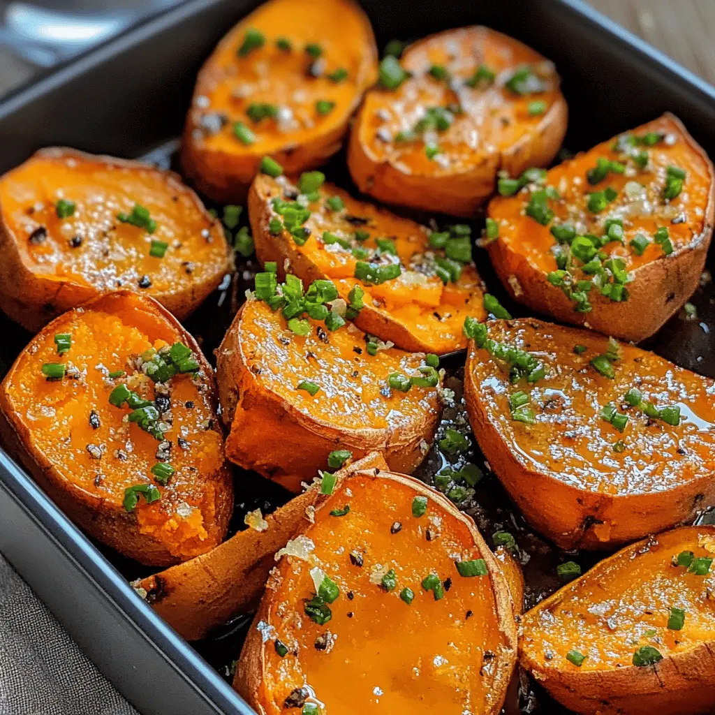 These Garlic Butter Roasted Sweet Potatoes are a delicious side dish your family will love! With their sweet and savory flavor, they’re perfect for weeknight dinners or special occasions. The garlic and butter combination brings out the sweetness of the potatoes, making every bite delightful. Save this recipe for your next meal!