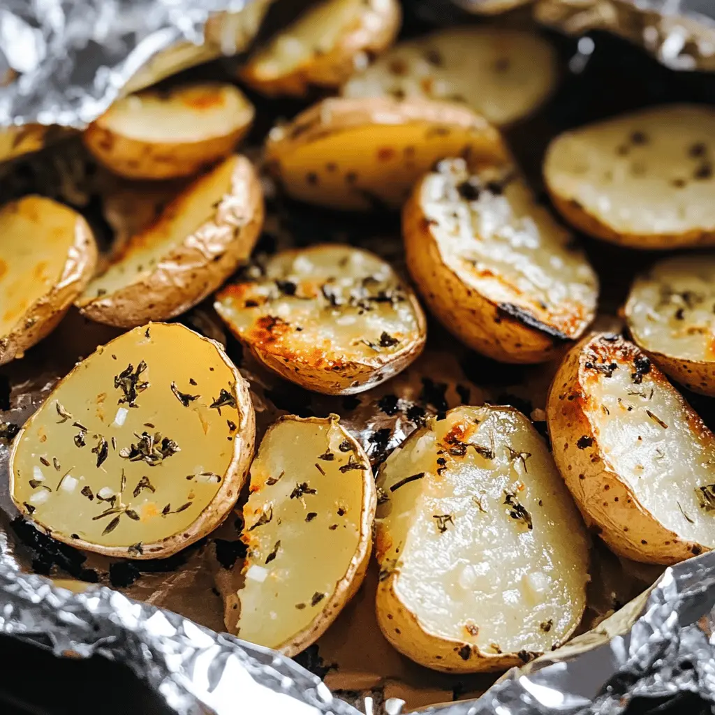 Transform your BBQ with these Garlic Herb Grilled Potatoes in Foil! The perfect side for summer gatherings, these potatoes are infused with herbs and garlic for an irresistible flavor. Easy to make and cleanup is a breeze with the foil! Save this recipe for your next cookout or family dinner and enjoy deliciously tender, flavorful potatoes every time.
