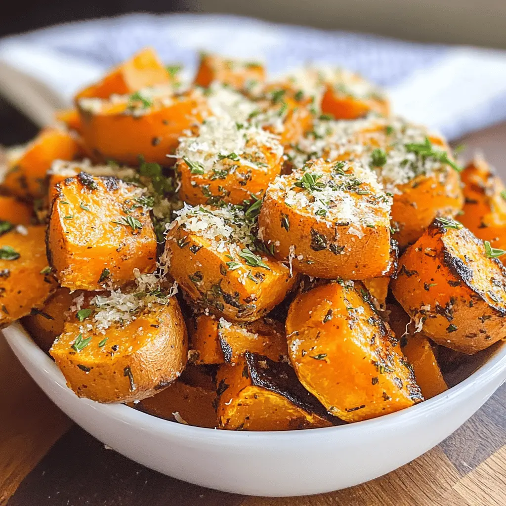 Looking for a delicious side dish? These Savory Sweet Potatoes with Parmesan and fresh herbs are sure to impress! The blend of cheesy goodness and aromatic herbs makes them a perfect match for any meal. Save this recipe to add a tasty twist to your dinner table or holiday gatherings! You won't want to miss trying this!